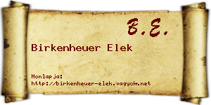 Birkenheuer Elek névjegykártya